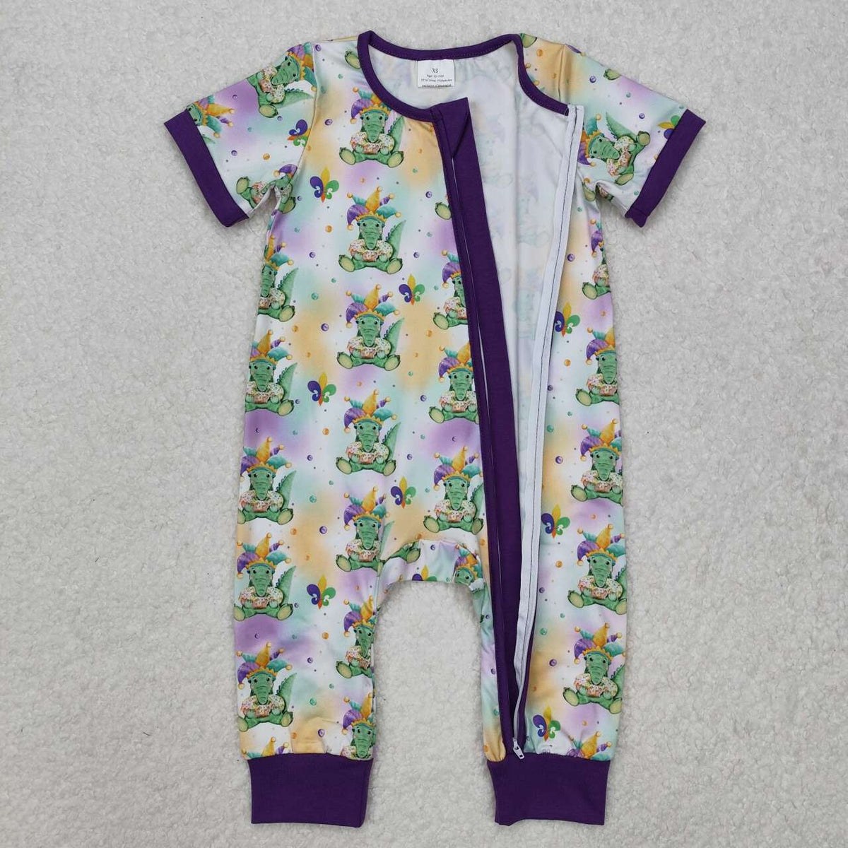 mardi gras romper baby