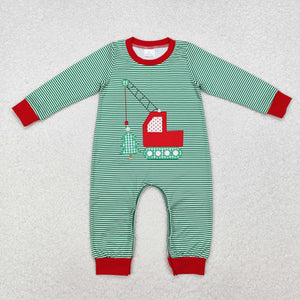 LR1402 RTS baby boy clothes excavator boy  christmas winter romper