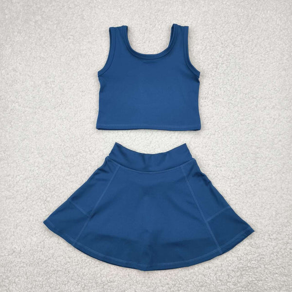 GSD1986 RTS girl clothes navy girl summer set yoga clothes