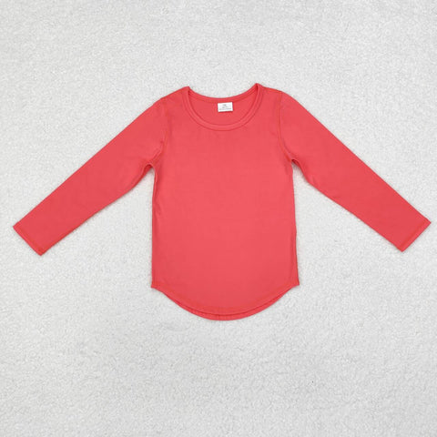 GT0643  RTS toddler girl clothes pink solid color girl winter shirt top yoga clothes