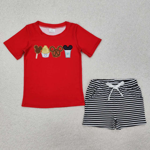 BSSO1110 RTS baby  boy clothes cartoon mouse toddler boy summer outfit-Embroidery