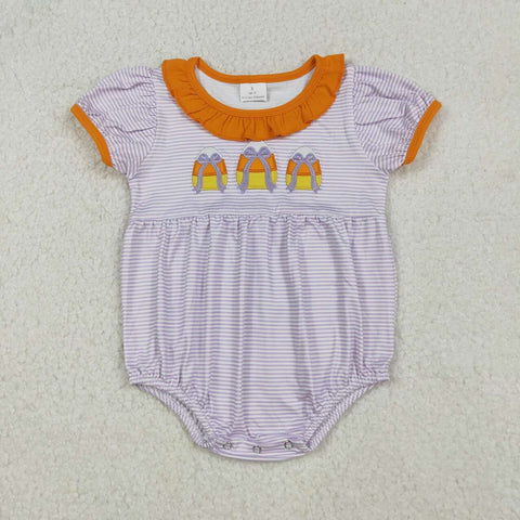 SR3202 RTS baby girl clothes pumpkin embroidery girl halloween bubble