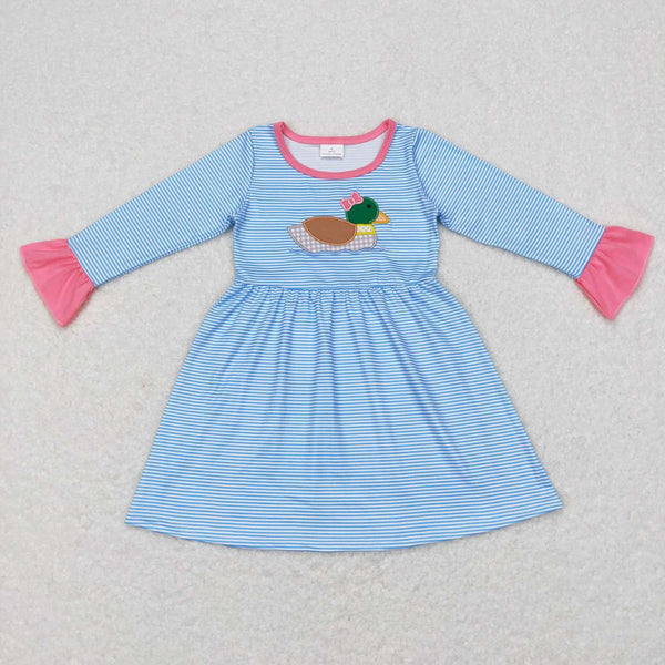 GLD0426 toddler girl dresses duck hunting mallard embroidery  girl winter dress 1