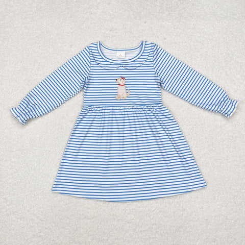 GLD0701 RTS toddler girl clothes pubby girl winter dress dog embroidery dresses