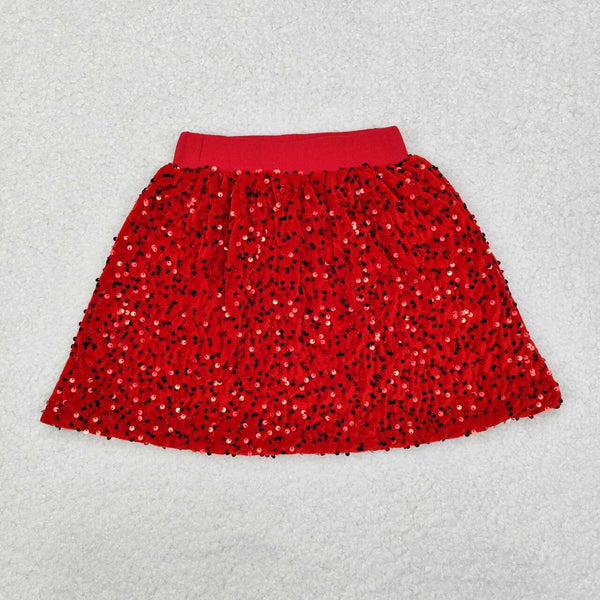 GLK0027 RTS baby girls clothes red sequins girl summer skirt winter christmas bottom