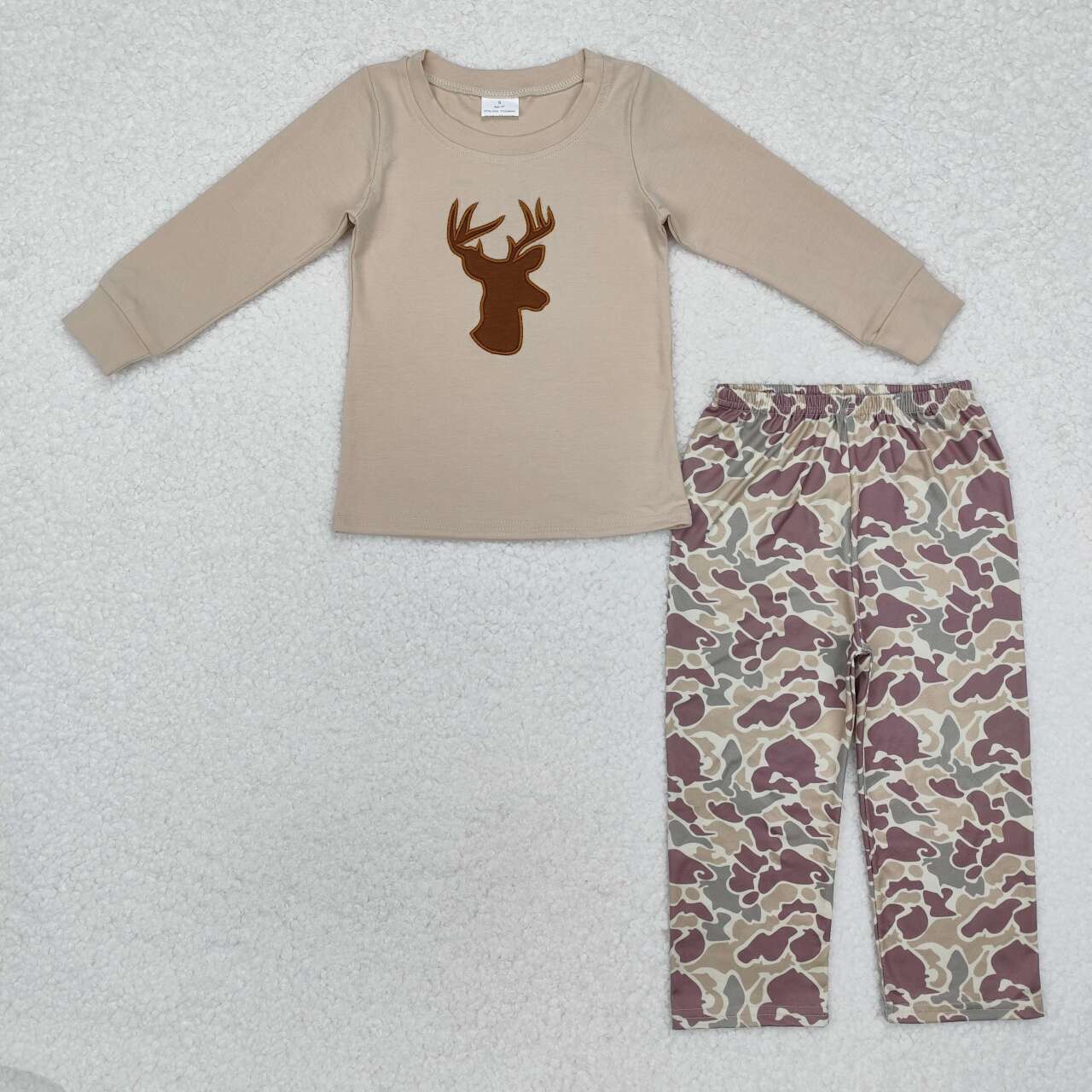 BLP0530 RTS toddler boy clothes deer camo embroidery boy winter outfit hunting clothes