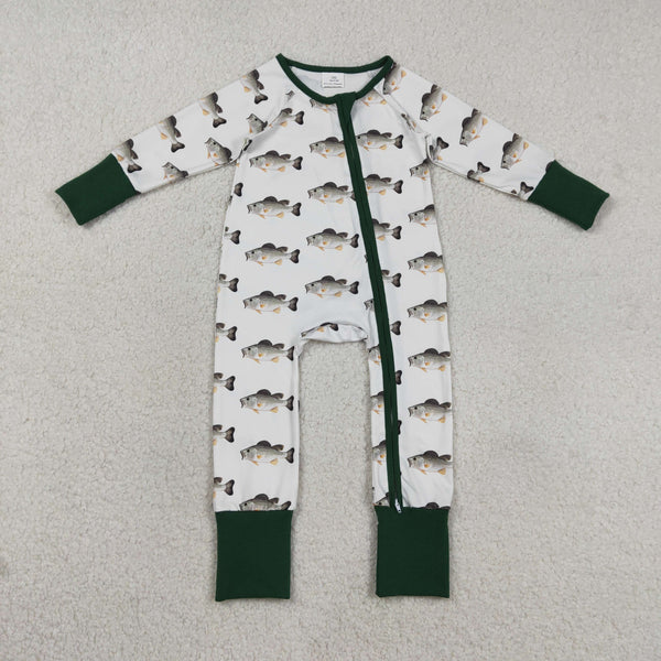 LR2531 RTS baby boy clothes fish  boy winter romper hunting clothes zip romper