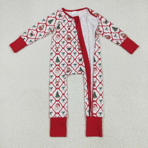 LR2248 RTS girl clothes santa toddler girl christmas winter romper zipper romper