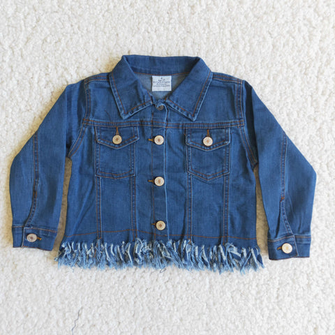 6 B1-39 RTS baby girl clothes blue tassel long sleeve denim coat jacket