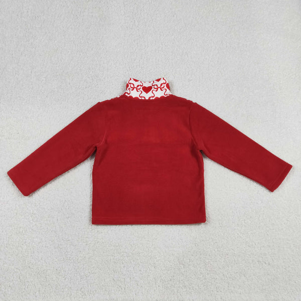 RTS GT1505 Kids girl clothes red heart girl Valentine's Day top velvet pollover