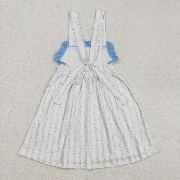 GSD1099 RTS Girl clothes blue floral girl summer dress