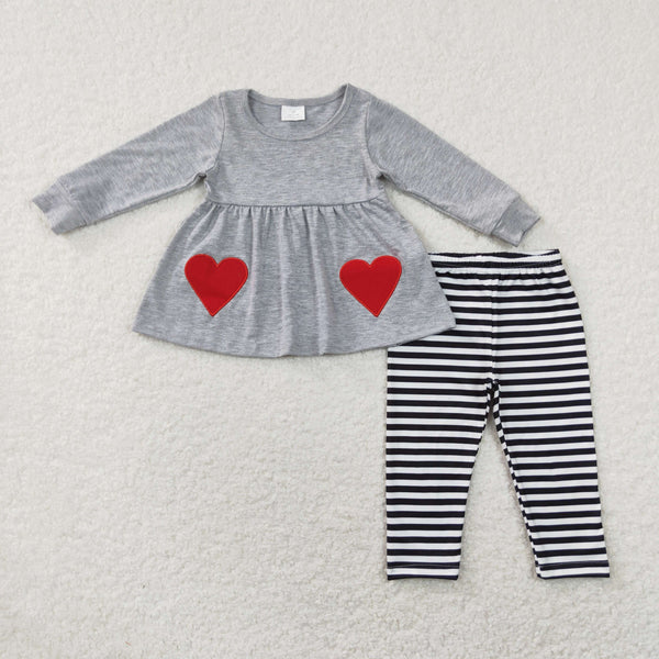 GLP0962 toddler girl clothes heart embroidery girl valentines day outfit