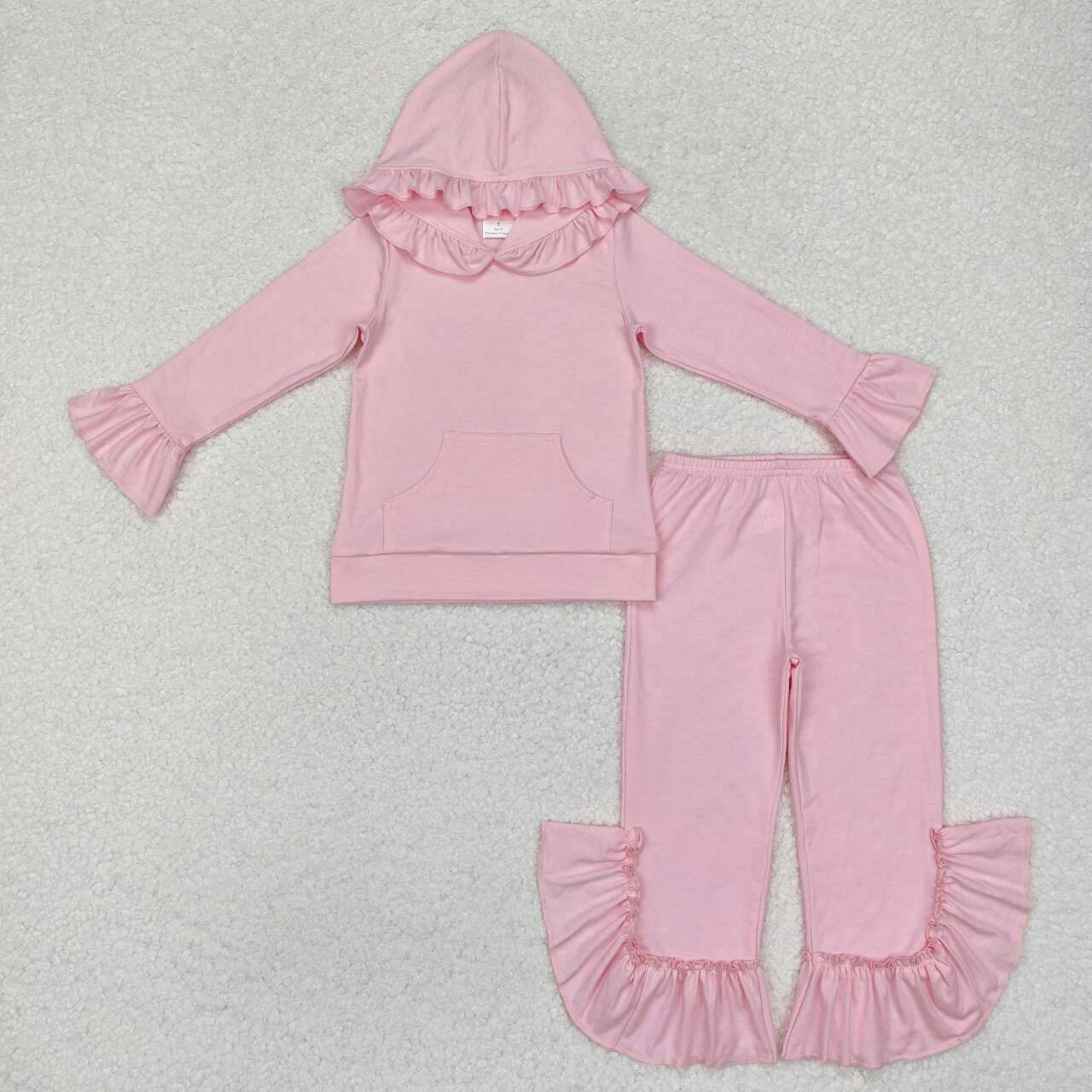 GLP2059 RTS baby girl clothes pink ruffles girl winter outfit hoodies