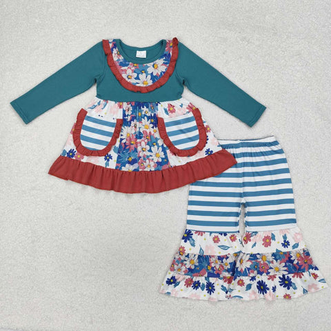 GLP1764 RTS toddler girl clothes floral  girl winter set