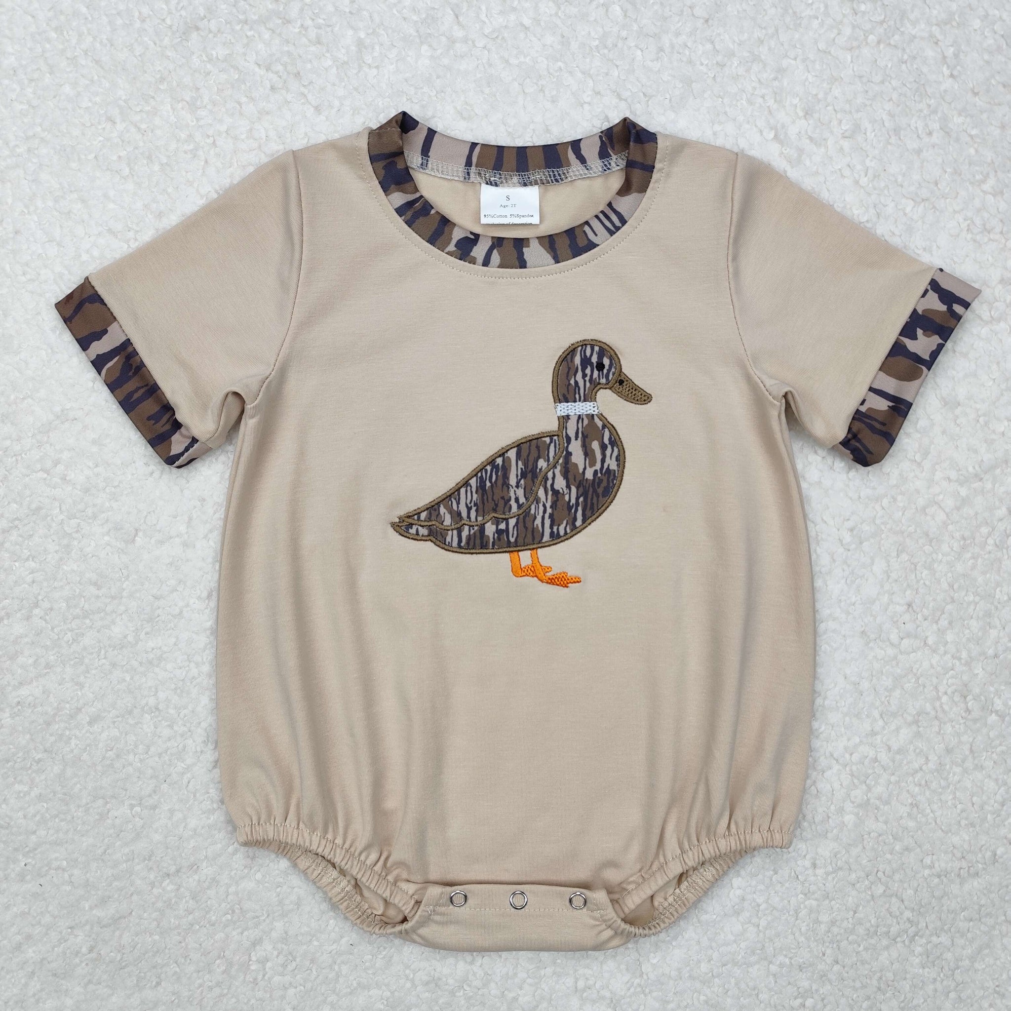 SR2392 RTS baby boy clothes camo mallard boy summer embroidery bubble