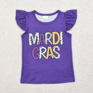 GT0814 RTS  toddler girl clothes mardi gras girl summer top shirt