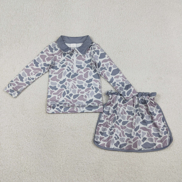 GLD1548 RTS baby girl clothes camo toddler girl winter skirt outfit