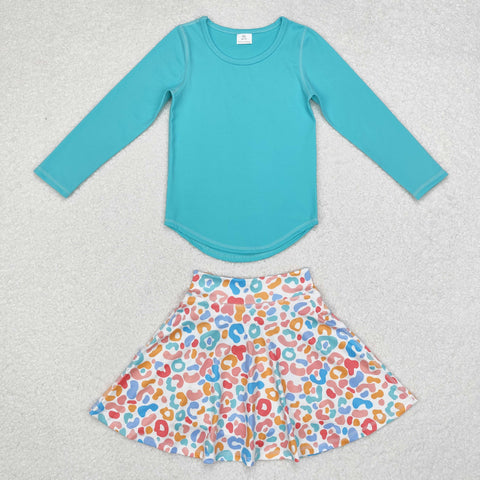 GLD0595 RTS toddler girl clothes colorful leopard print girl short skirt outfit yoga clothes