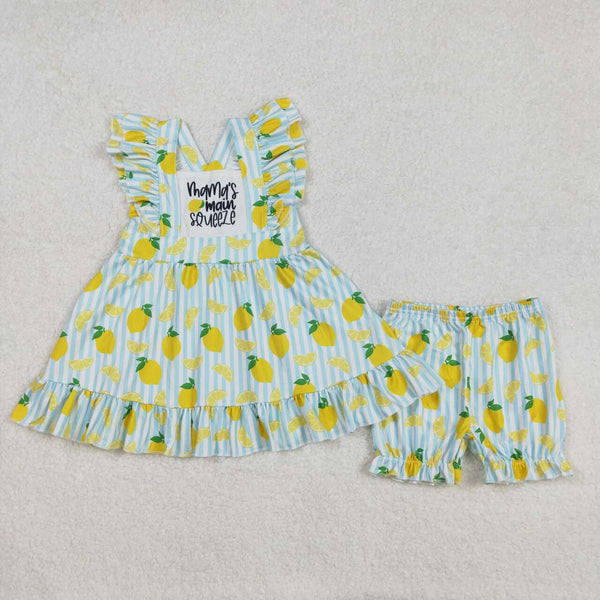 GSSO2026 RTS girl clothes lemon girl summer outfit girl summer shorts set