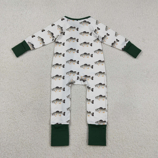 LR2531 RTS baby boy clothes fish  boy winter romper hunting clothes zip romper