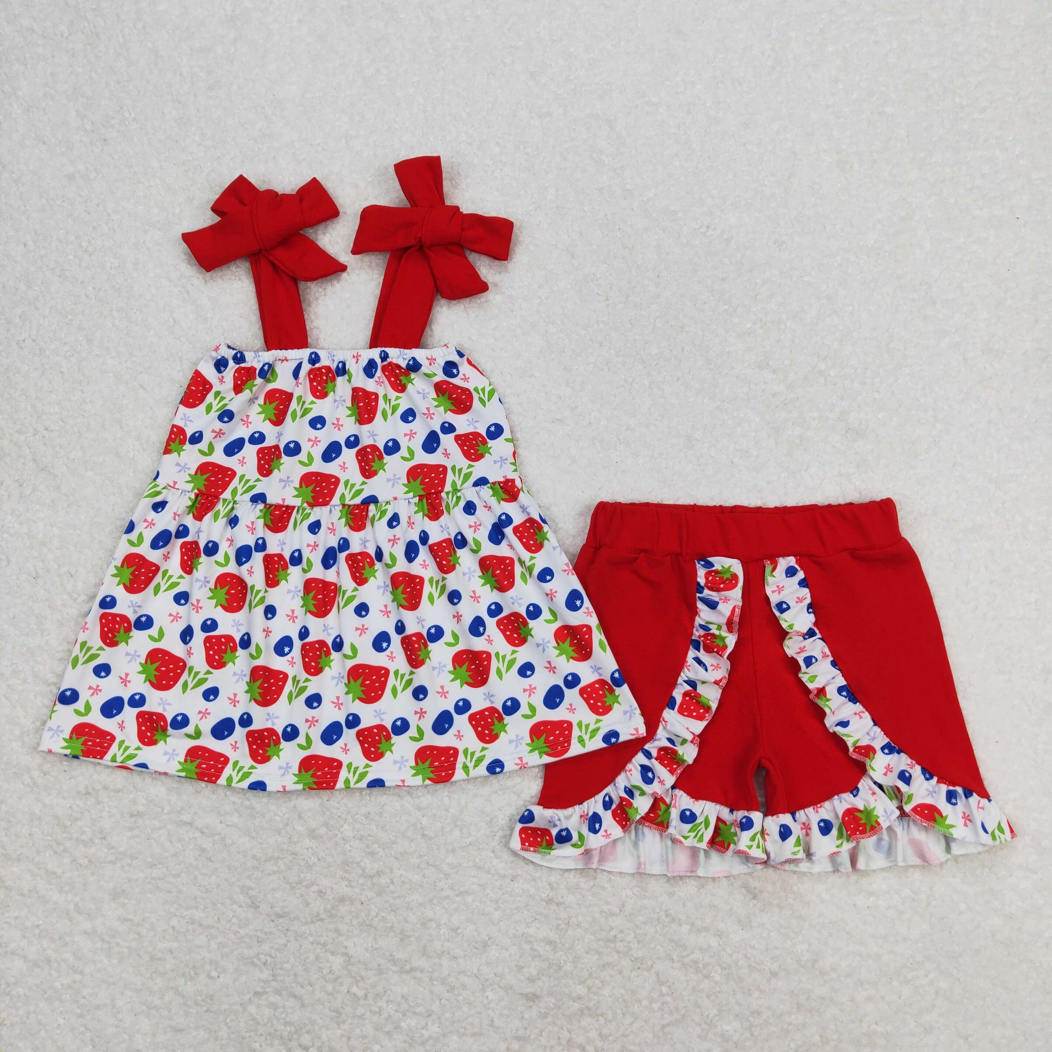 GSSO0712 RTS baby girl clothes strawberry toddler girl summer outfits