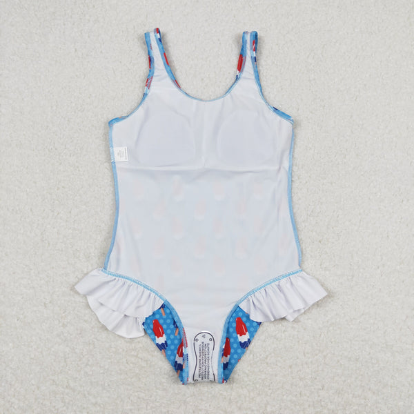 S0217 baby girl clothes ice cream 4th of July patriotic summer swimsuit 1