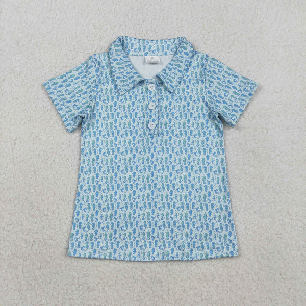 BT1113 RTS toddler clothes blue buttons boy summer top tshirt