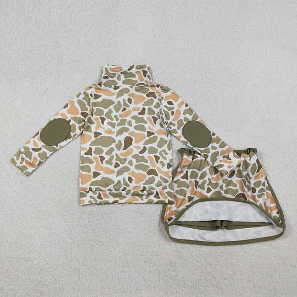 GLD1545 RTS baby girl clothes camo toddler girl winter skirt outfit hunting clothes