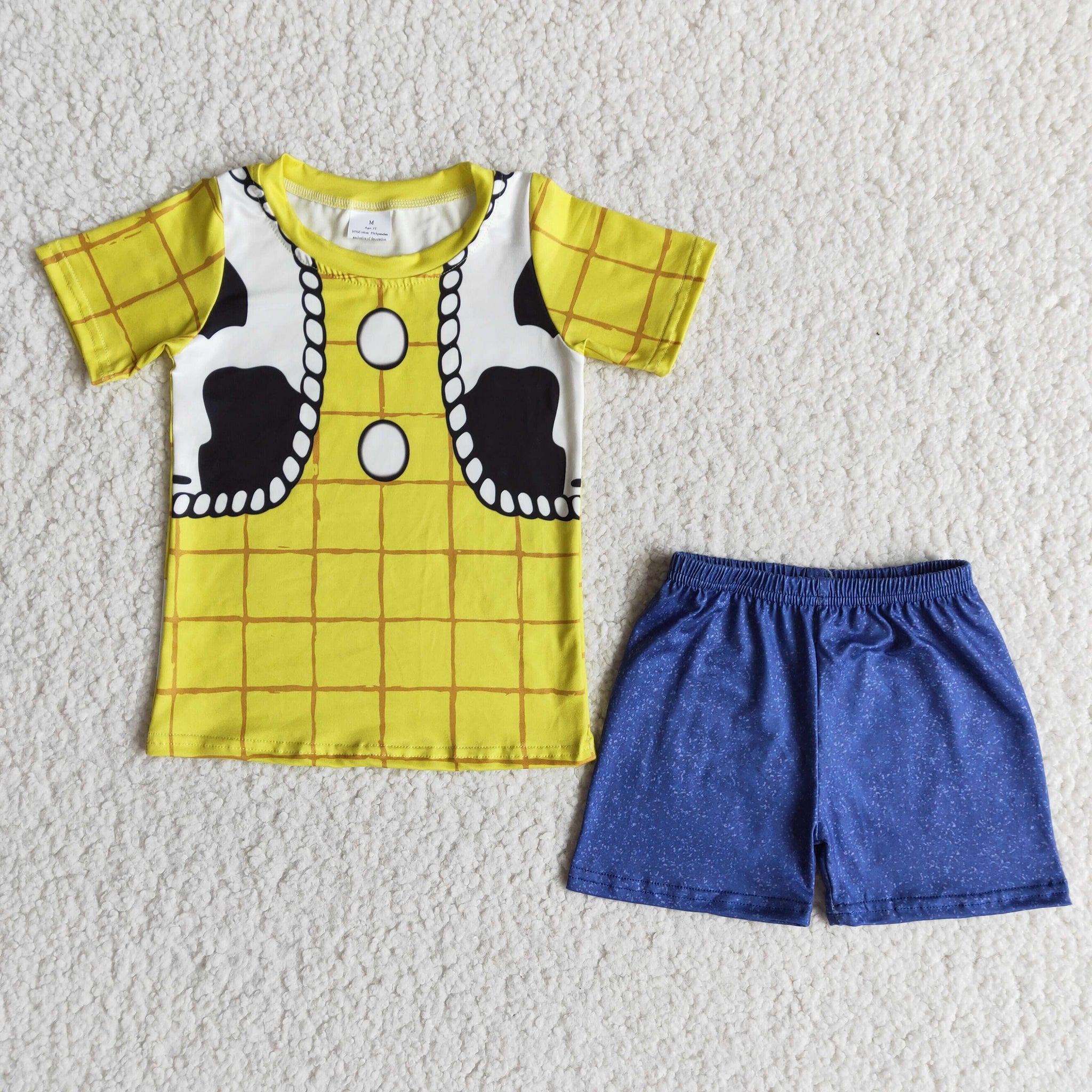 E10-30 boy cow yellow blue short sleeve summer set-promotion 2024.5.3 $5.5