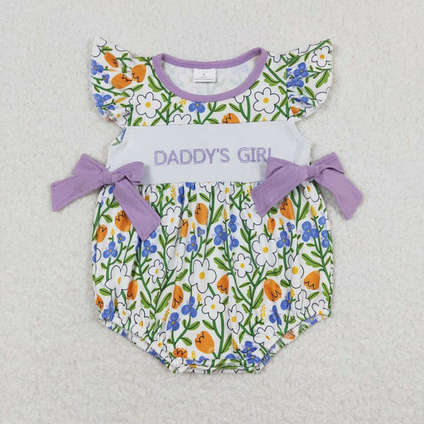 SR0891 RTS baby girl clothes daddy embroidery girl summer romper father's day clothes