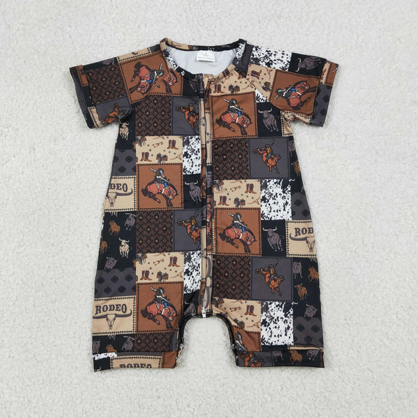 SR3545 RTS baby boy clothes  redeo horse boy  summer bubble western clothes