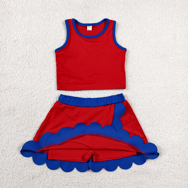 RTS GSD4097 toddler clothes blue red  girl summer yoga set sports clothing set