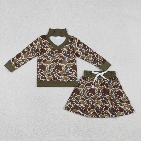 GLD1479 RTS girl clothes camo print toddler girl skirt outfit hunting clothes