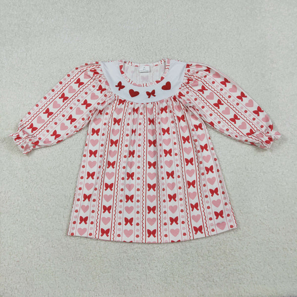 GLD1336 RTS Girl valentines day clothing heart embroidery girl winter dress