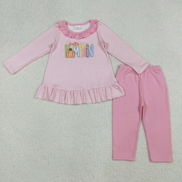 GLP2772 RTS girl halloween outfit pumpkin pants set embroideried fall clothing