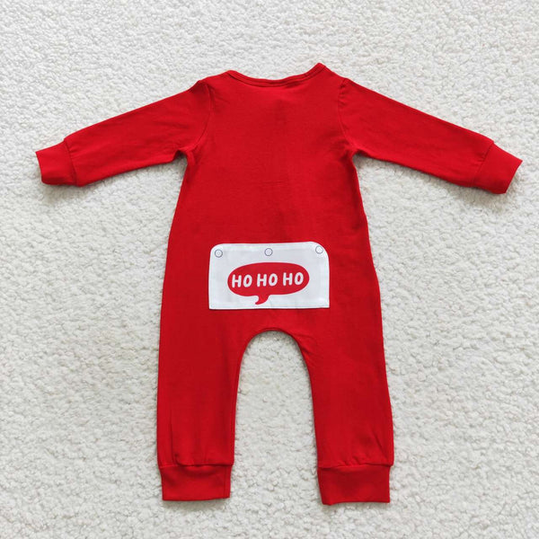 LR0598 RTS baby clothes knit cotton with embroidery santa claus boy christmas romper