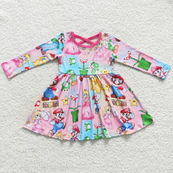 GLD0324 kids clothes girls cartoon girl winter dress