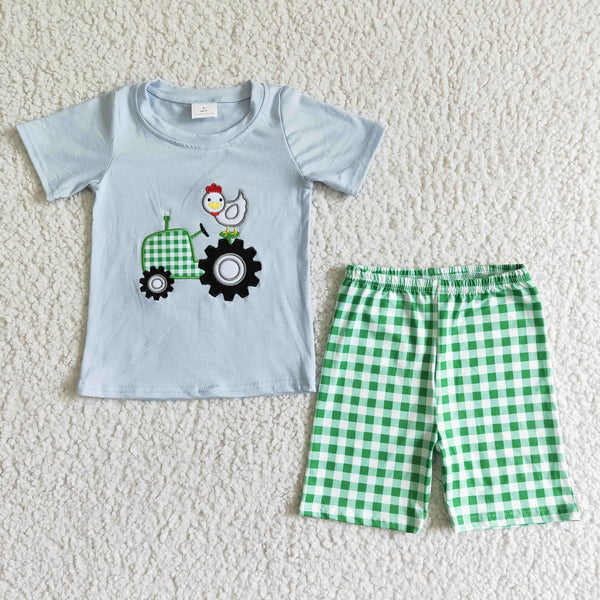 BSSO0031 kids clothing summer farm emboridery boy set-promotion 2024.5.11 $5.5