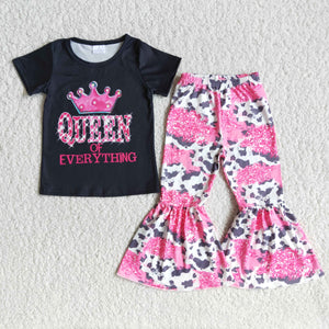 B2-13 girl clothes hot pink short sleeve queen of everything set-promotion 2024.5.3 $2.99