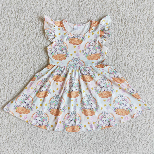 girl bunny easter flutter sleeve dress pearl dress