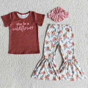 E13-30 girl clothes wild flower fall spring set headwears-promotion 2024.6.8 $5.5