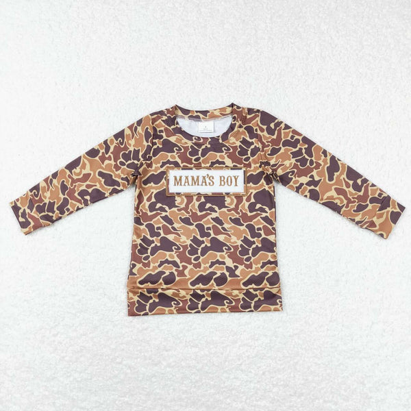 BT0476 RTS kids clothes boys camouflage mama's boy embroidery hunting boy winter shirt top