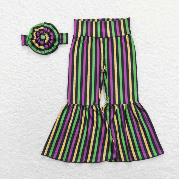 P0405 baby girl clothes mardi girl gras bell bottom pant flare pant