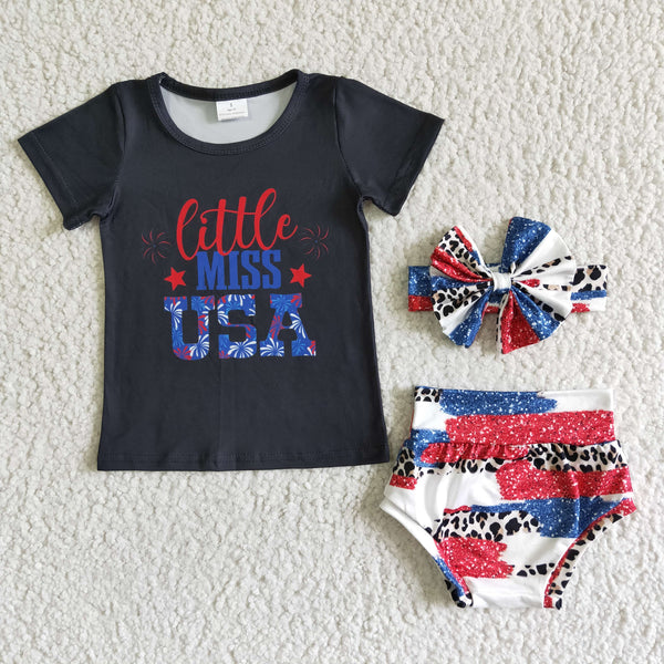 NC0007 girl clothing little miss USA summer bummies set-promotion 2024.5.25 $5.5