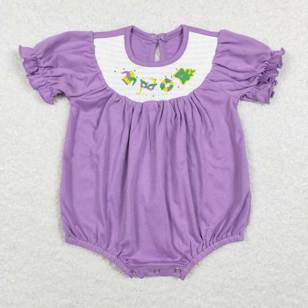 SR0472 baby girl clothes purple smock baby Mardi Gras bubble toddler Mardi Gras clothes