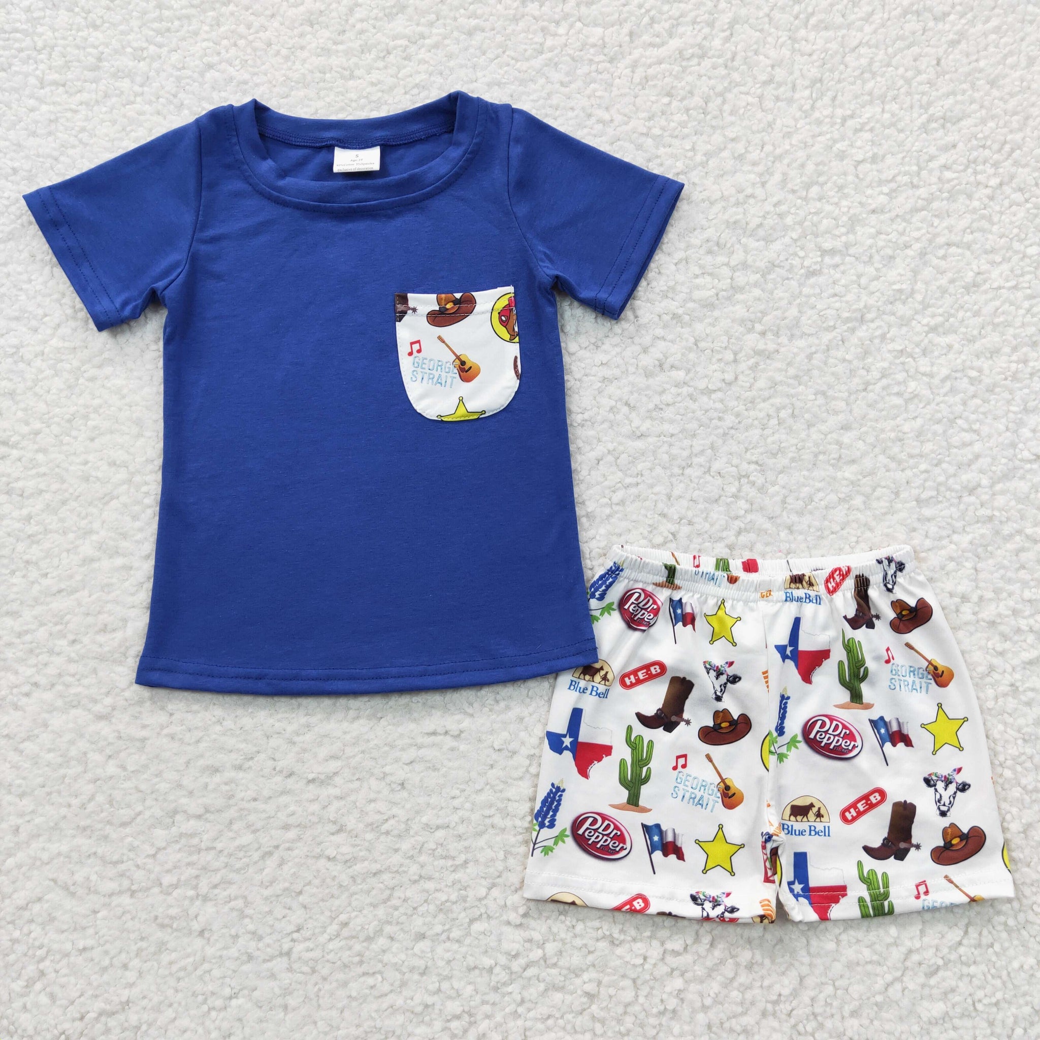 BSSO0225 baby boy clothes blue cartoon boy summer outfits