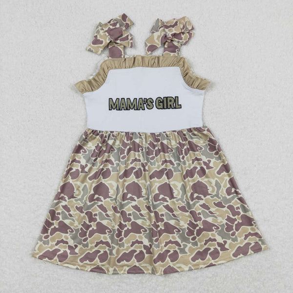 GSD0810 RTS baby girl clothes embroidery mama?¡¥s girl camo girl summer dress