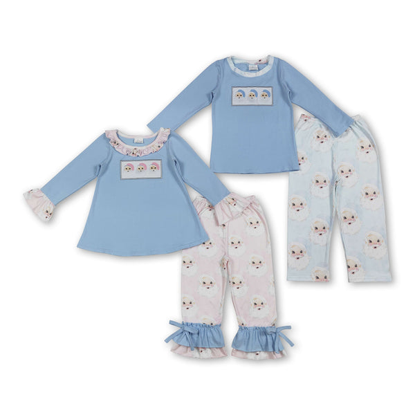 RTS kids matching clothing embroidered santa print clothing baby christmas clothing-2025.9.12