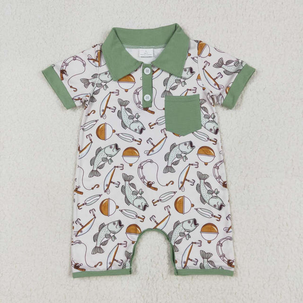 SR2472 RTS baby boy clothes fish boy summer romper onesie