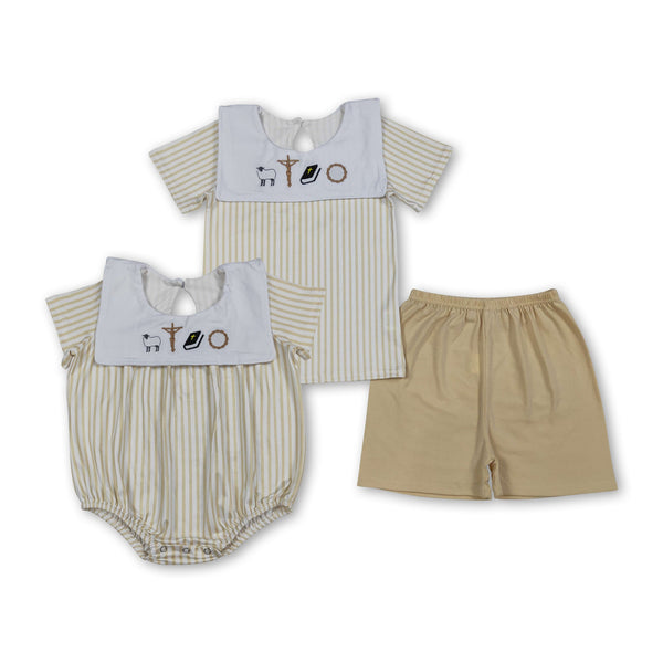 RTS Matching kids clothing embroidery cross print clothing boy easter summer clothing-2026.3.19
